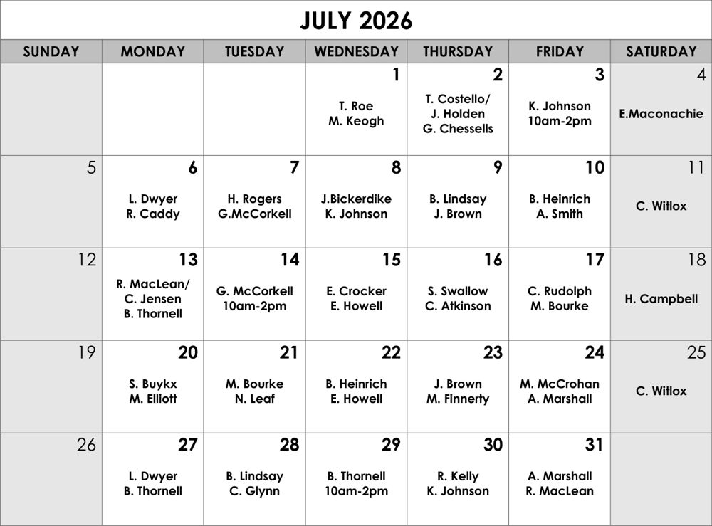 July roster